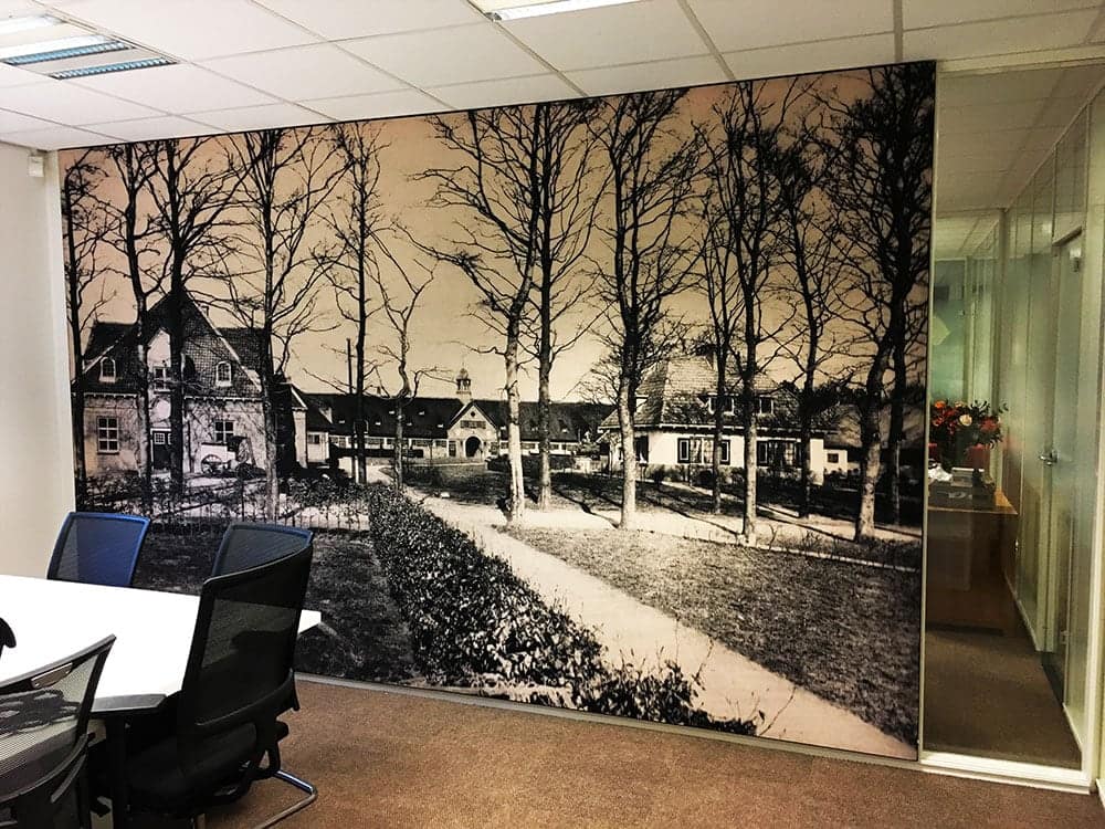 Spandoek van stof voor in kantoor 1