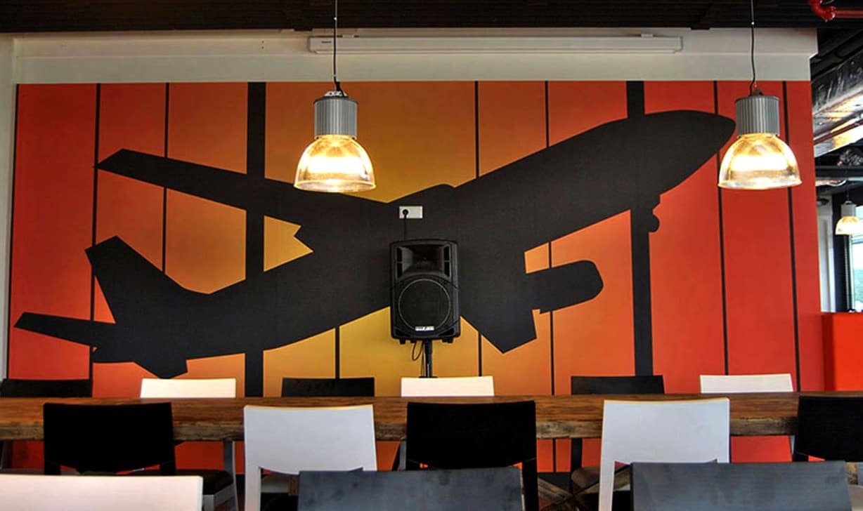 Fotobehang in de kantine