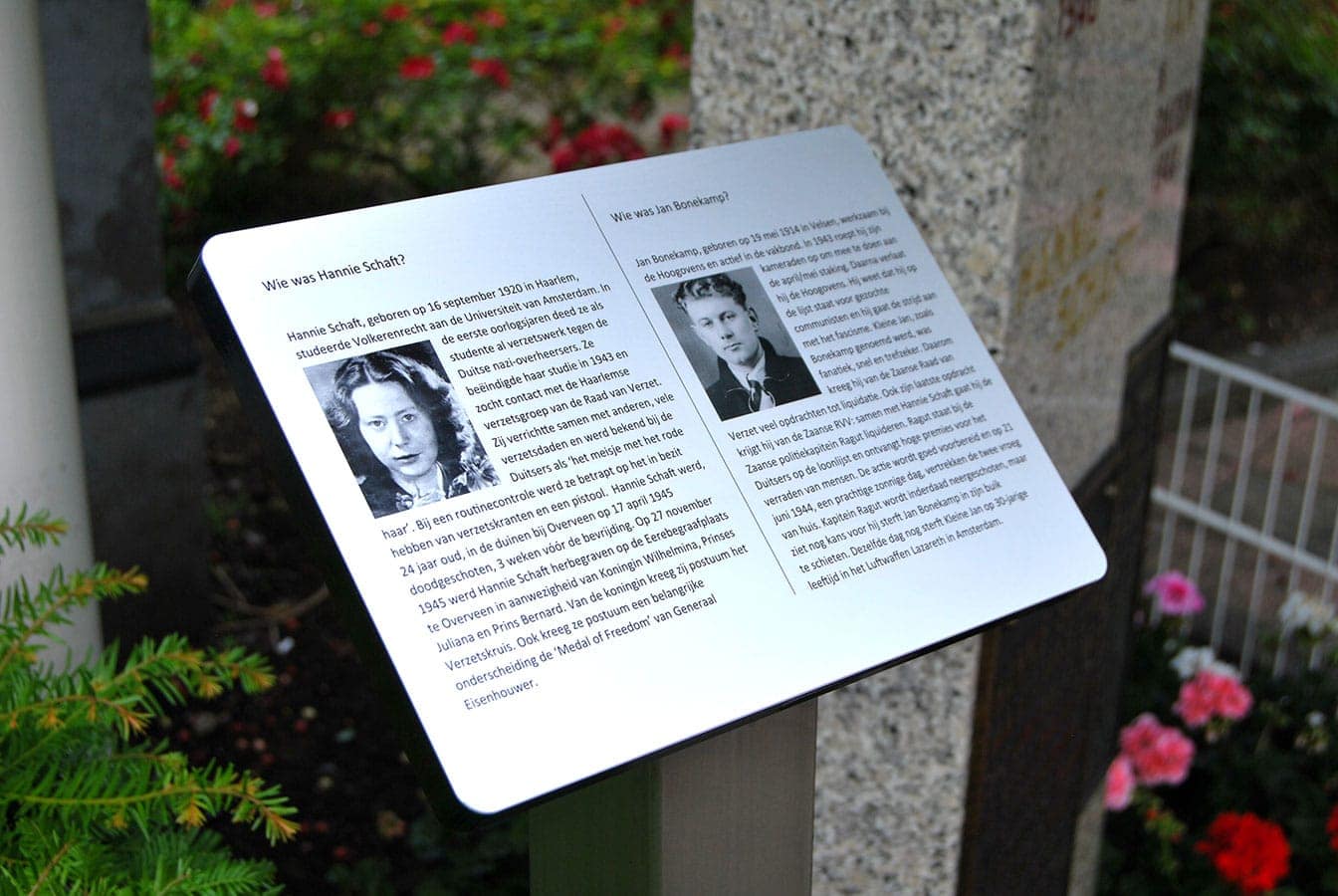 Herdenkingsbordje uit aluminium