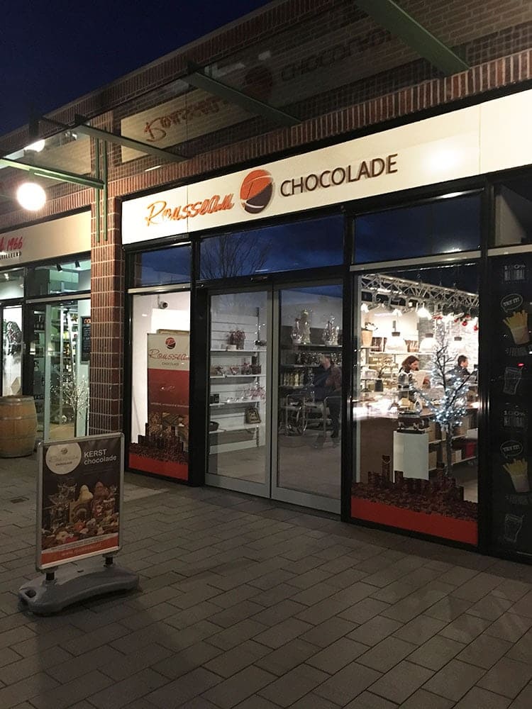 Reclame voor chocolaterie winkel 1